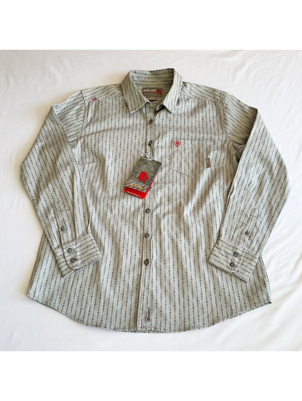 Ariat FR Quartz Work Shirt Gray Harbor Mist Cotton Flame Resistant Women's L/G